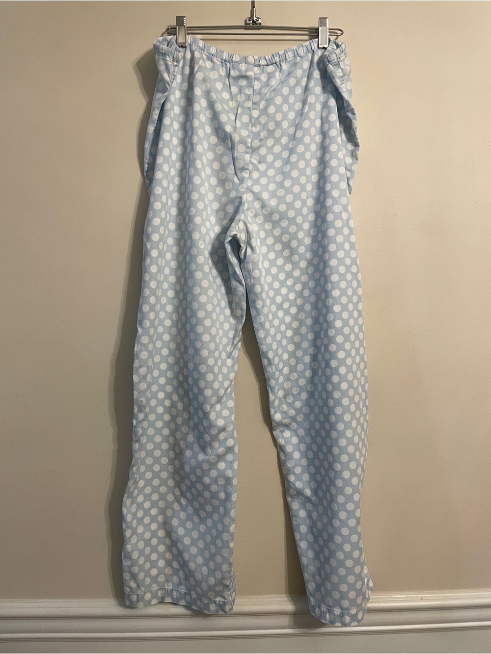 Vintage I. Magnin Light Blue White Polka Dot Pajama Set Size M Button Down Lou - Picture 5 of 10